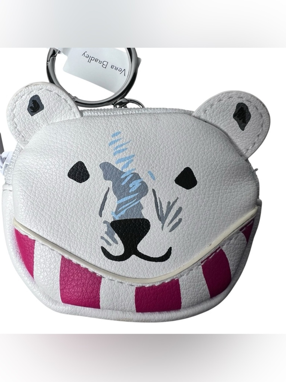 Vera Bradley NWT White & Pink Beary Merry Polar Bear Clutch Keychain Coin Purse